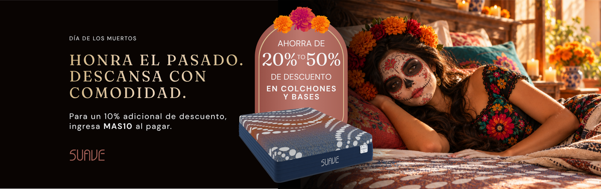 20–50% en colchones y bases. Precios de fábrica directos.Ingresa MAS10 para un 10% adicional. Prueba de 180 noches sin riesgo.