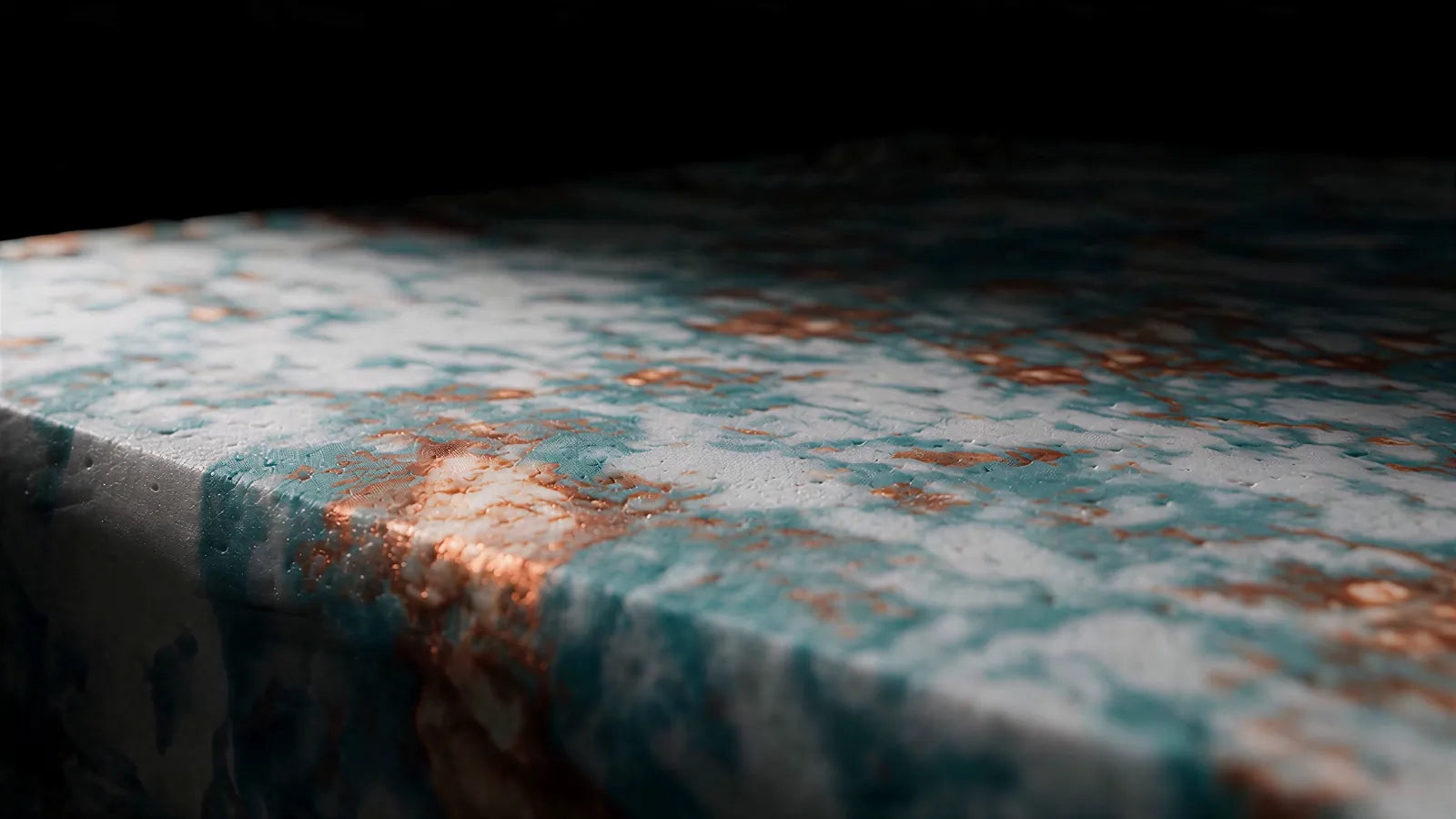 Espuma viscoelástica con gel de cobre, primer plano